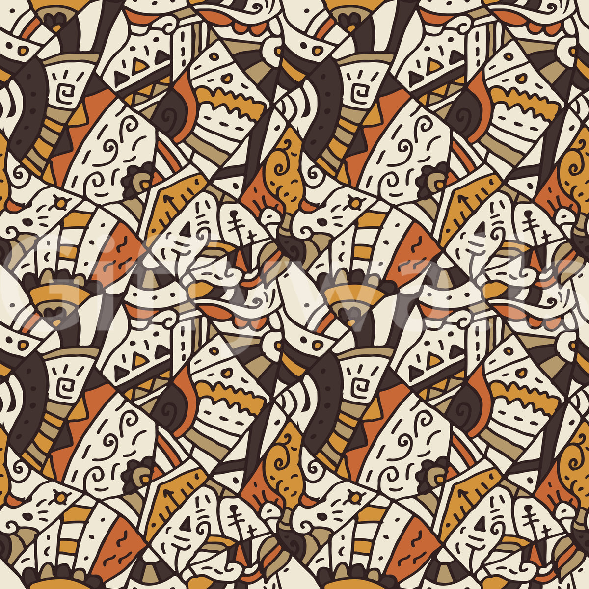 Abstract Tribal Spirals and Shapes Wallpaper