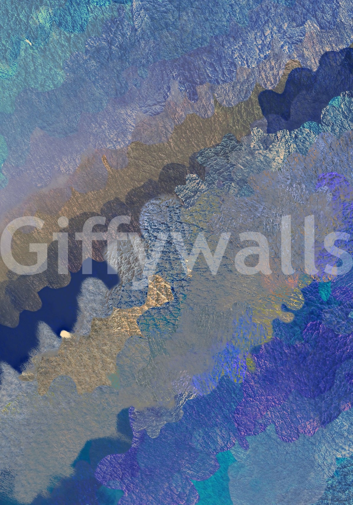 Cerulean Layers Abstract Art Wall Mural