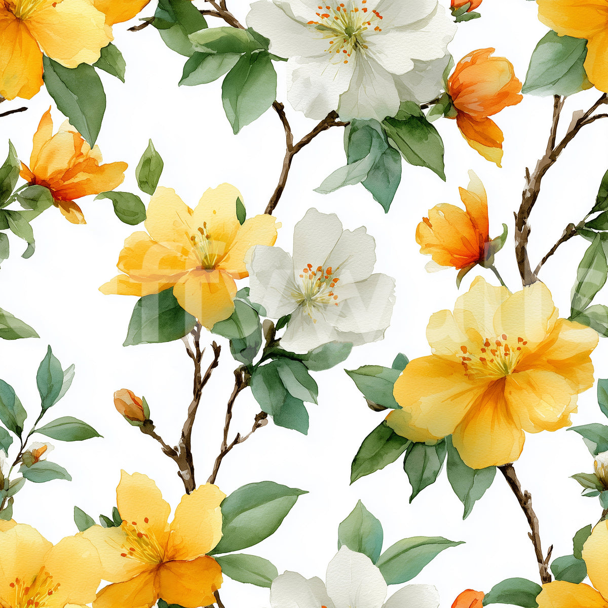 Sun-Kissed Golden Blossom Branches Wallpaper