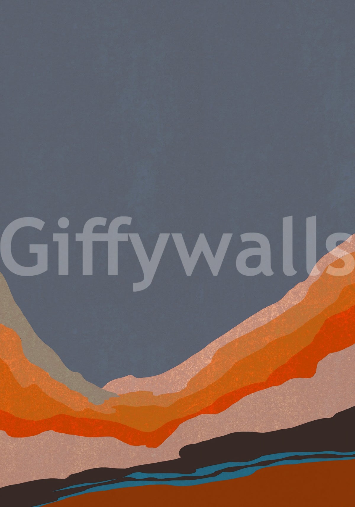 Abstract Painted Horizon Layers Wall Mural