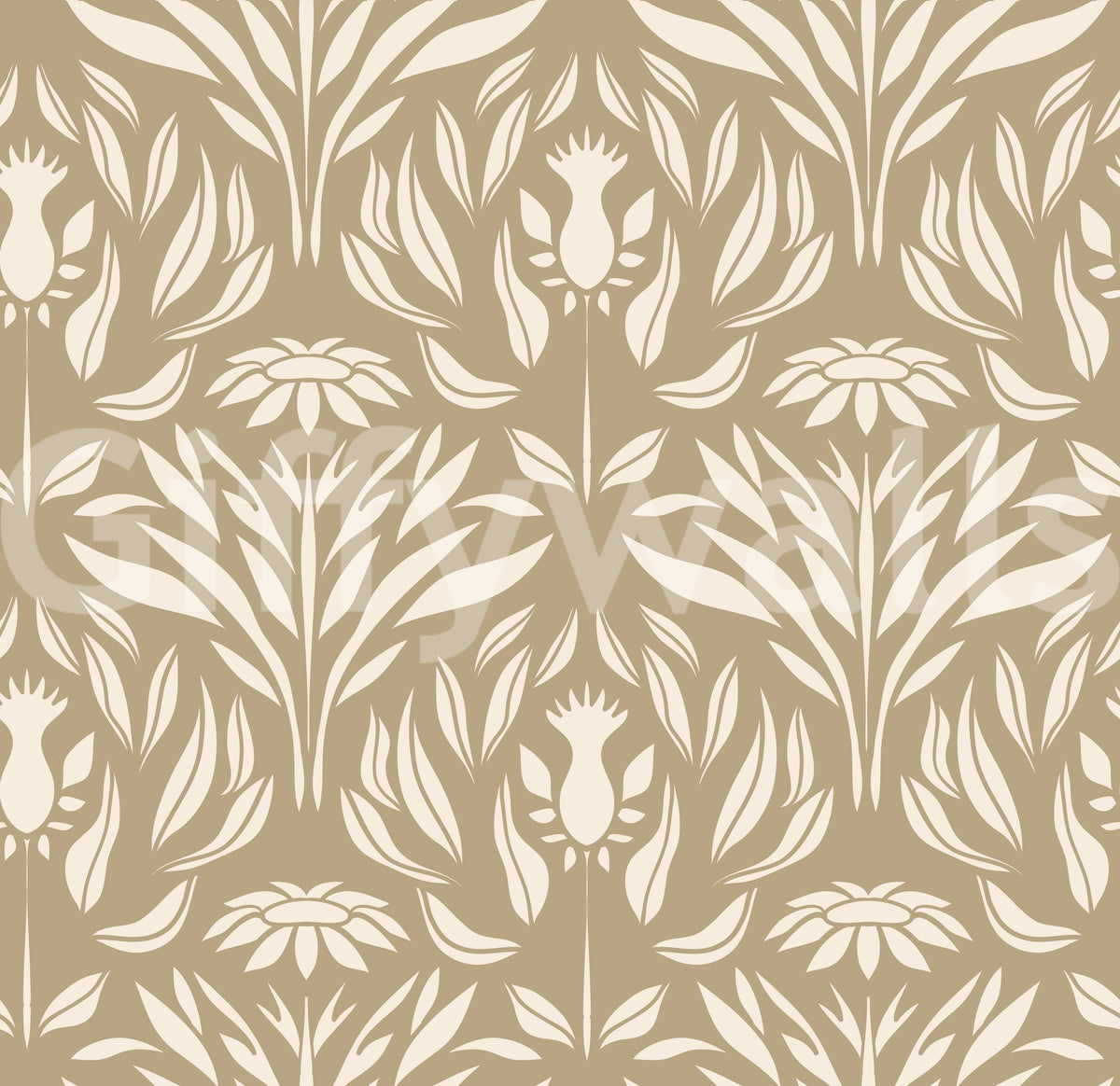 Classic Cream and Beige Floral Wallpaper