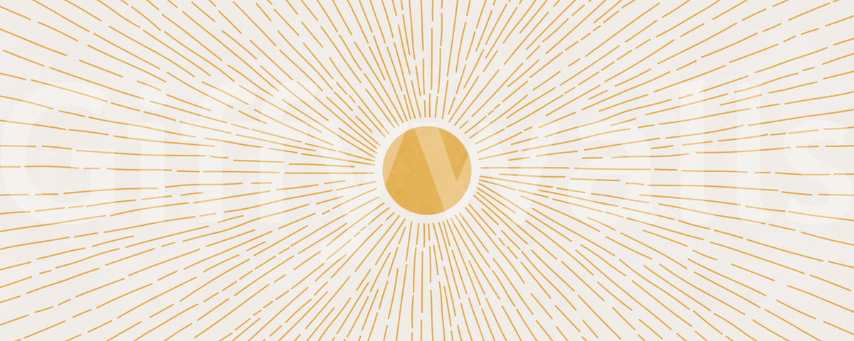 Golden Sunburst Minimalist Rays Wall Mural