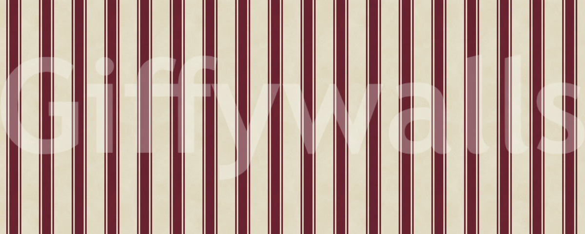 Classic Burgundy and Cream Striped Pattern Wall Mural