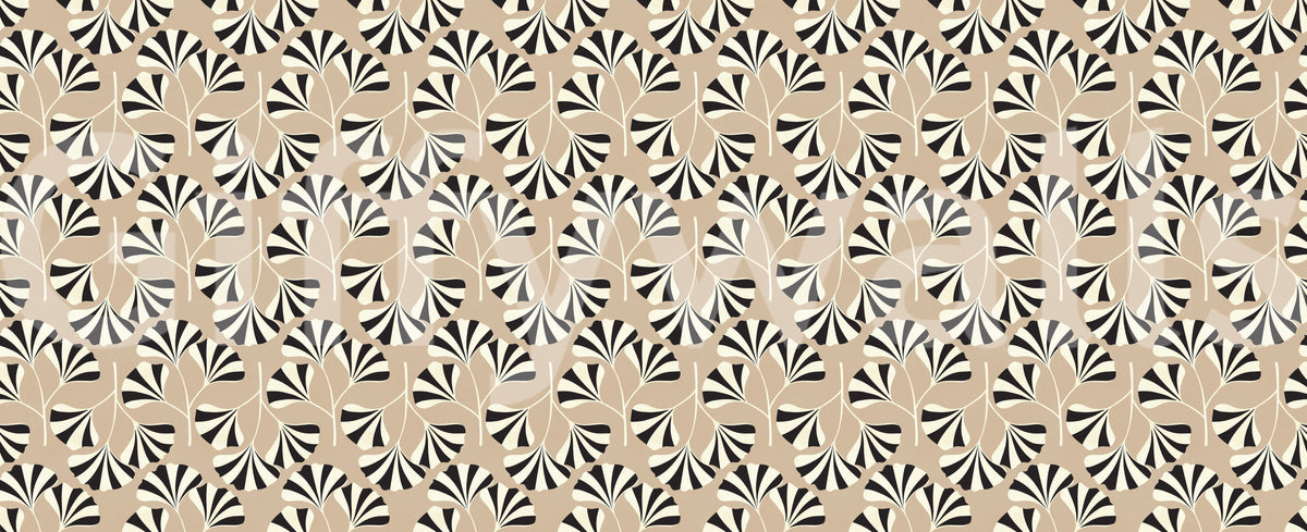 Minimalist Ginko Leaf Pattern Wall Mural