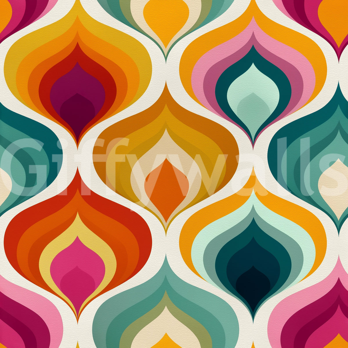 Abstract Mid-Century Waves Wallpaper