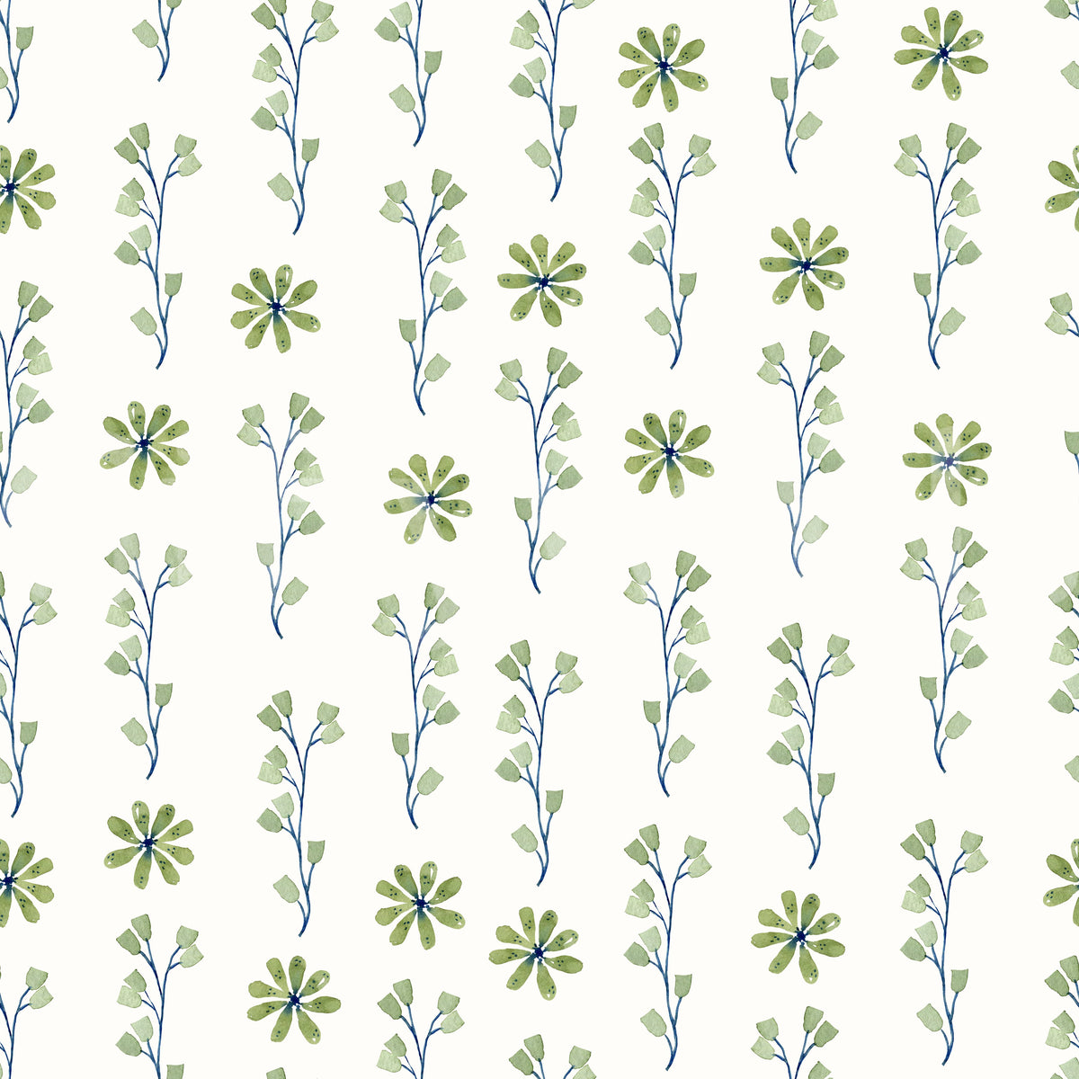 Minimalist Green Sprig Botanical Wallpaper
