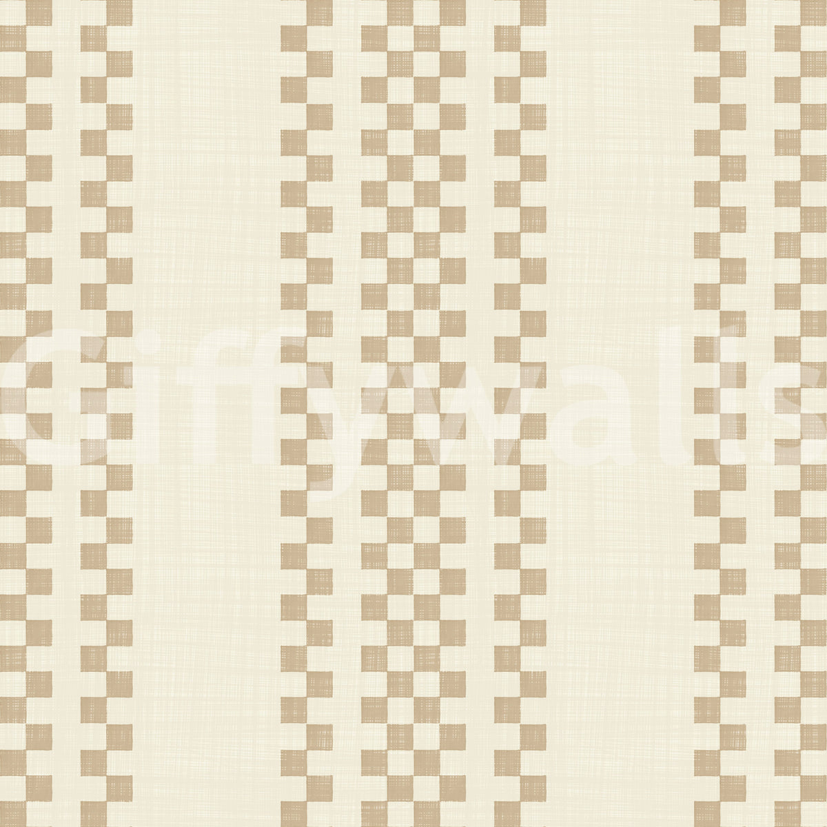 Ticking Checker Stripes - Beige Wallpaper