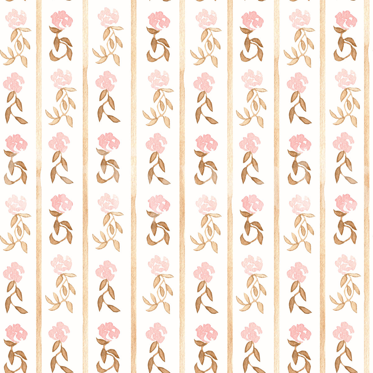 Watercolor Blush Rose Stripe Wallpaper