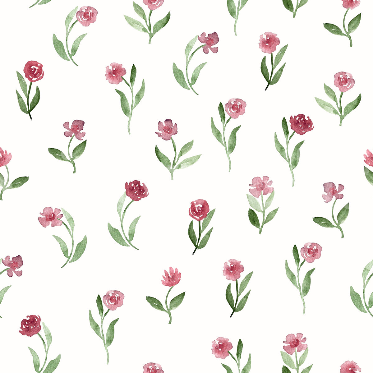 Minimalist Botanical Rose Sprigs Wallpaper
