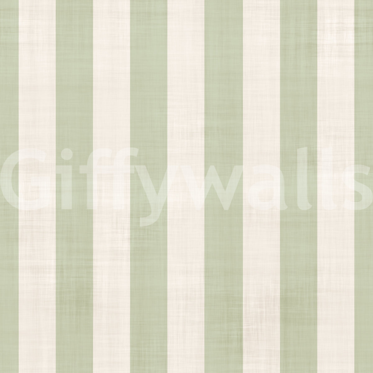 Green and White Stripe Linen Look Texture Wallpaper