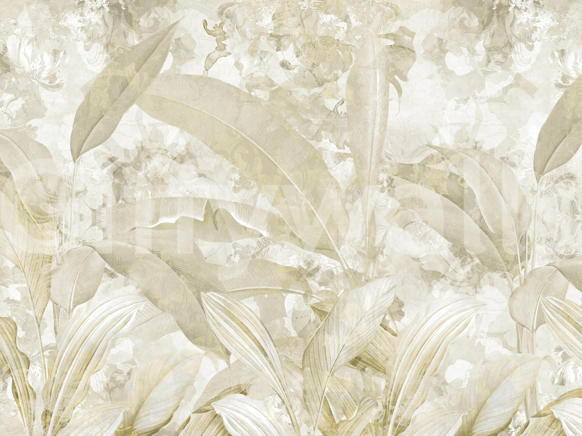 Neutral Beige Tropical Wallpaper Mural Wall Mural