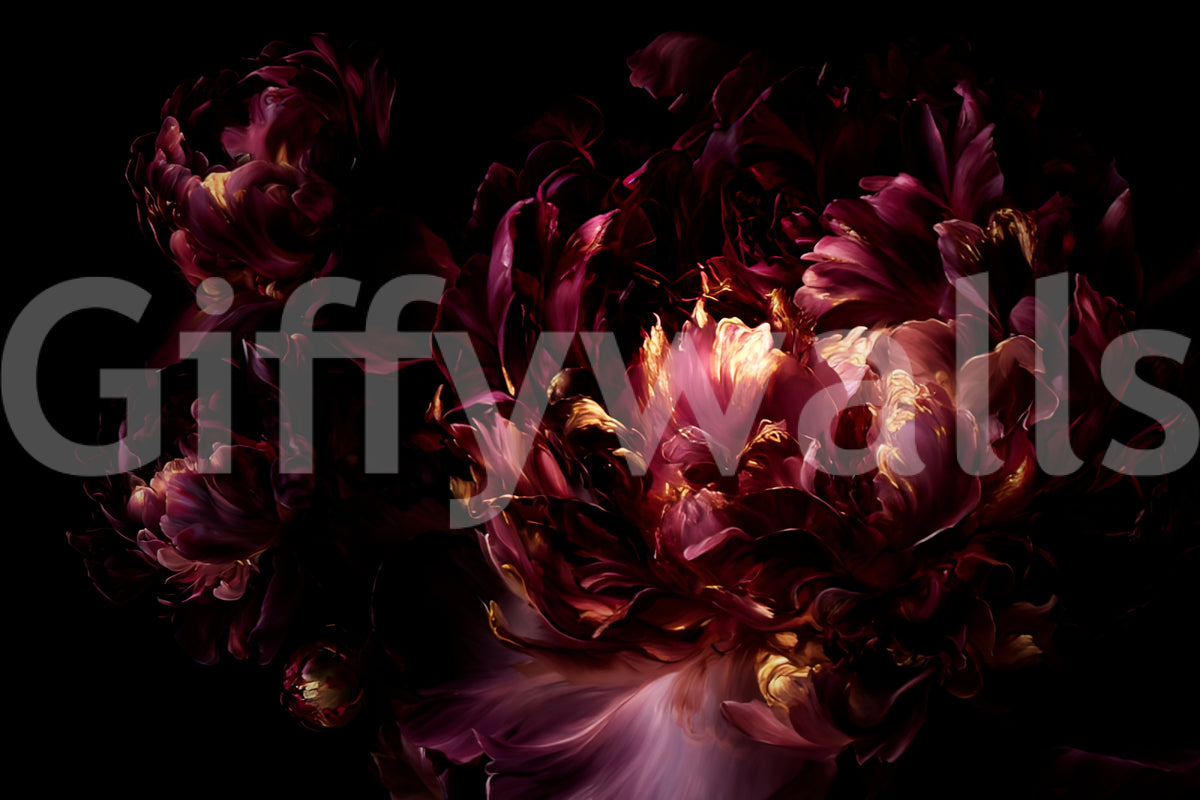 Midnight Crimson Bloom Wall Mural