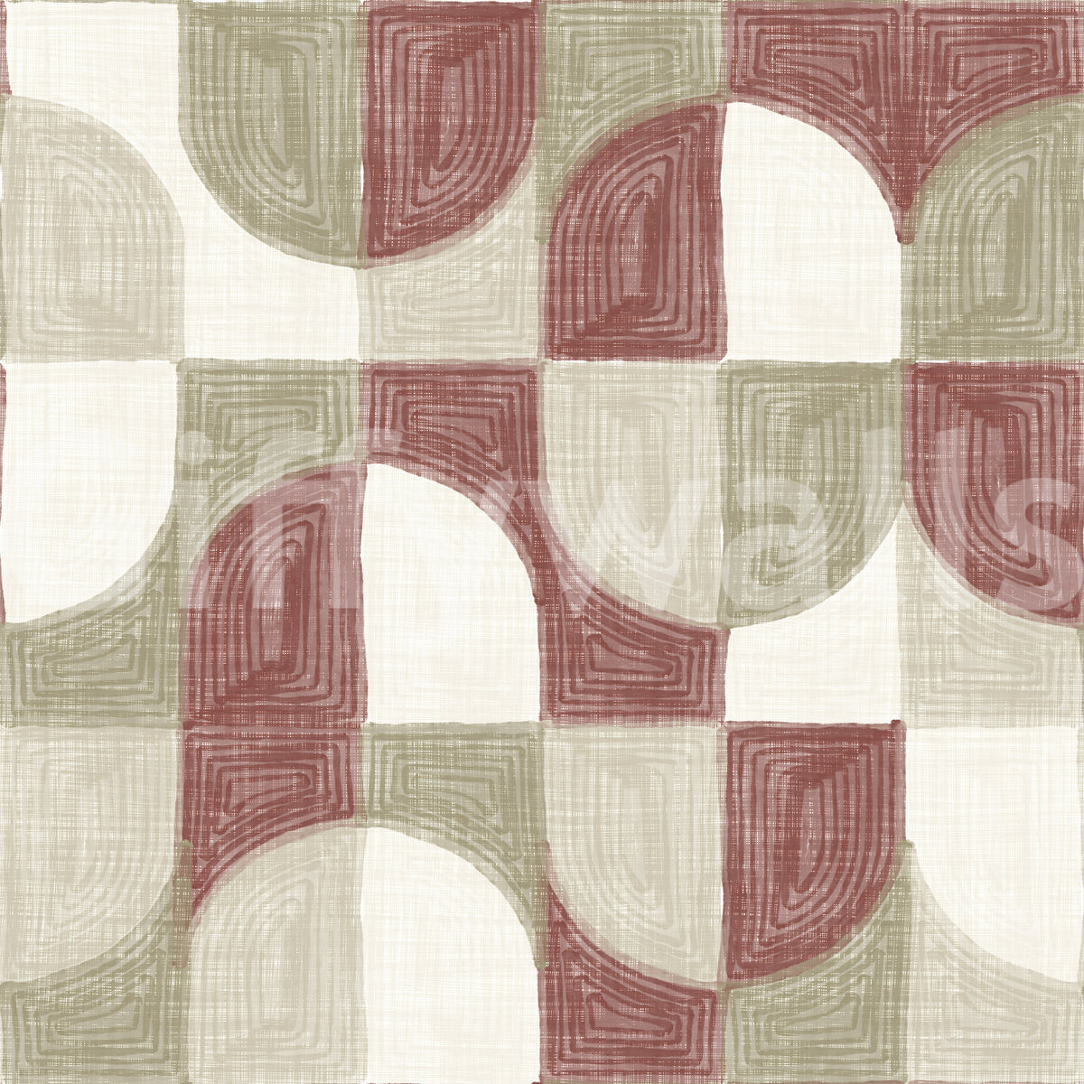 Bold Textured Hand Painted Geometries Rustic Farmhouse Earthy Tones Wallpaper