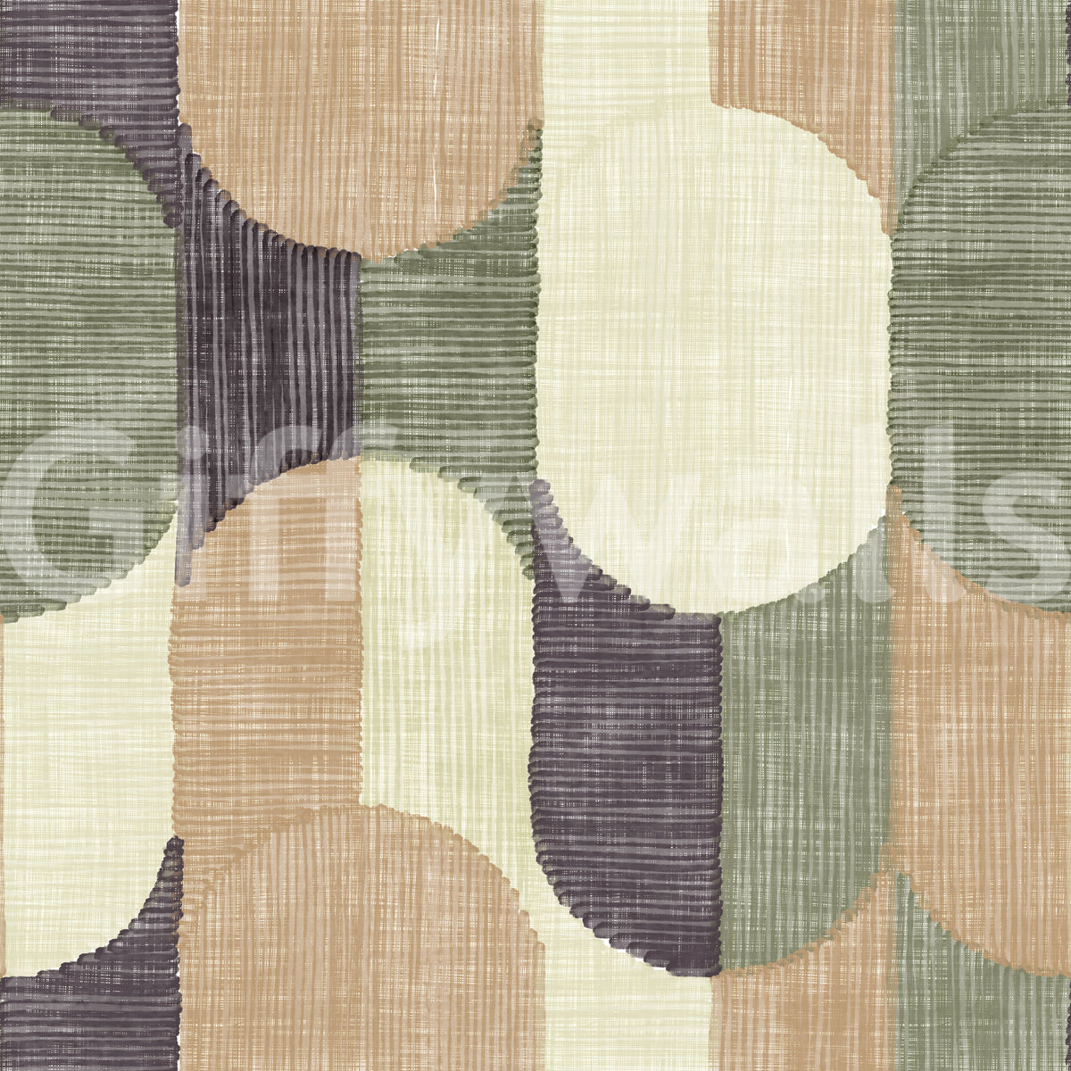 Mid Century Textured Hand Painted Geometries Curated Harmony Tones Wallpaper