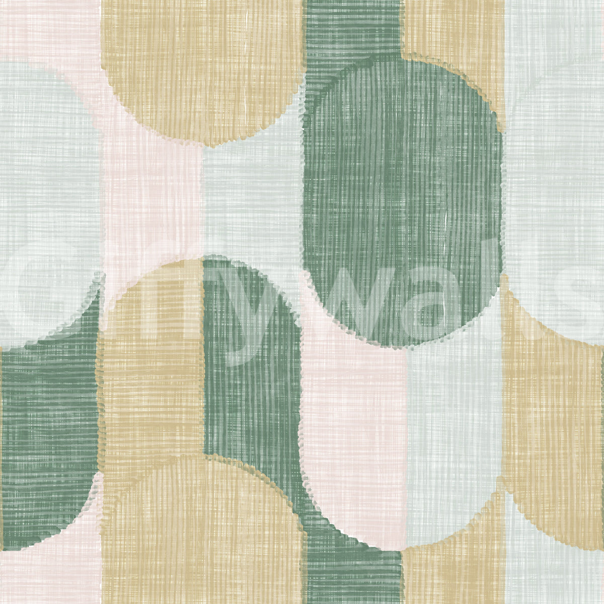 Mid Century Textured Hand Painted Geometries Beautifully Balanced Wallpaper