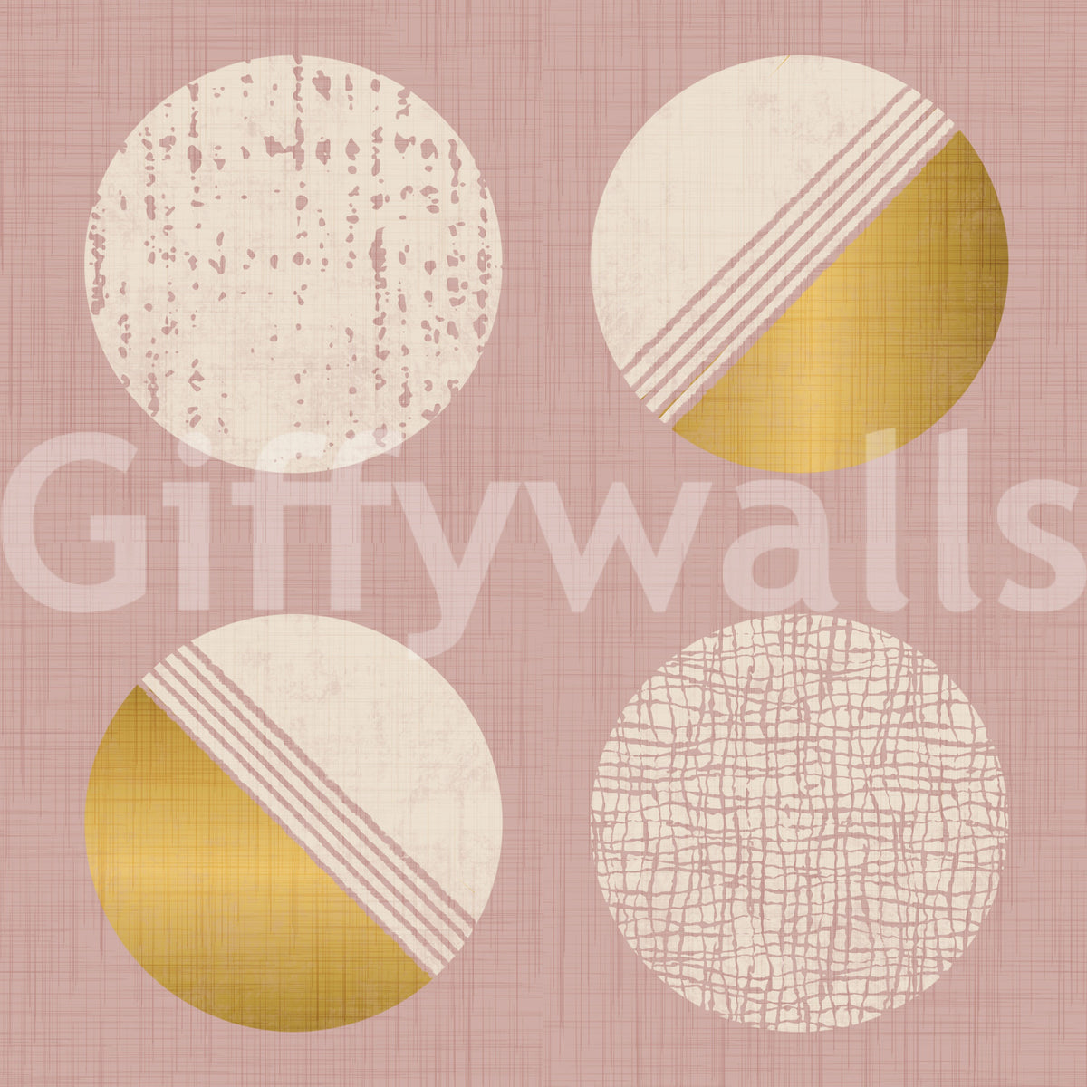 Blush Pink Mustard Circles Wallpaper Mid Century Wallpaper