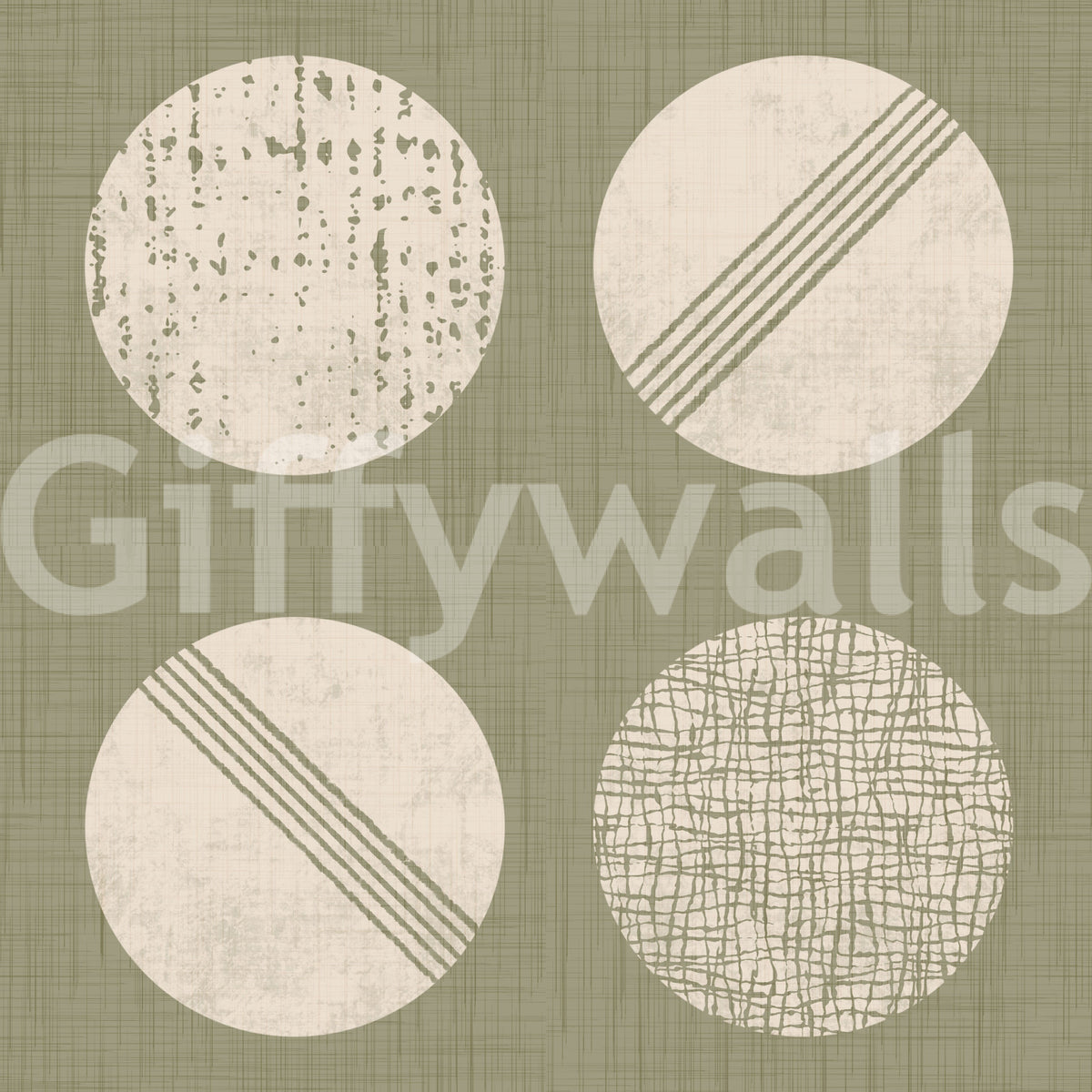 Sage Green Cream Circles Wallpaper Mid Century Wallpaper
