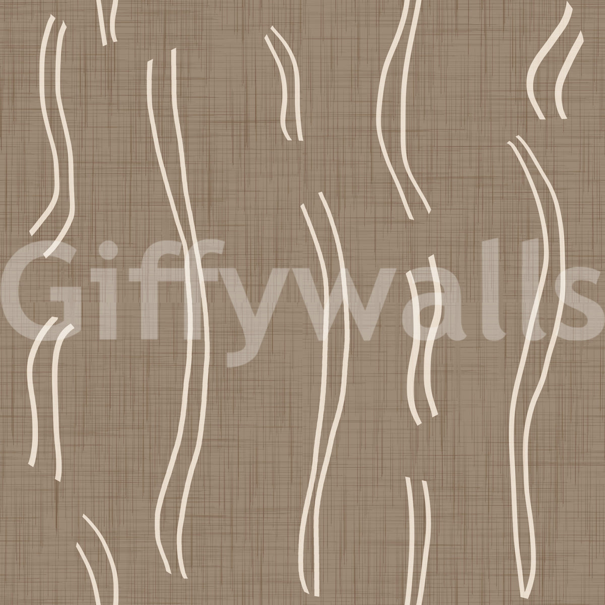Warm Taupe Wavy Stripe Wallpaper Mid Century Wallpaper