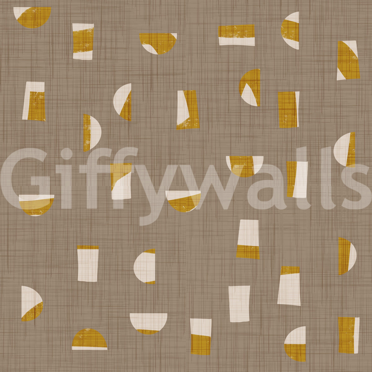 Warm Taupe Abstract Shapes Wallpaper Mid Century Wallpaper