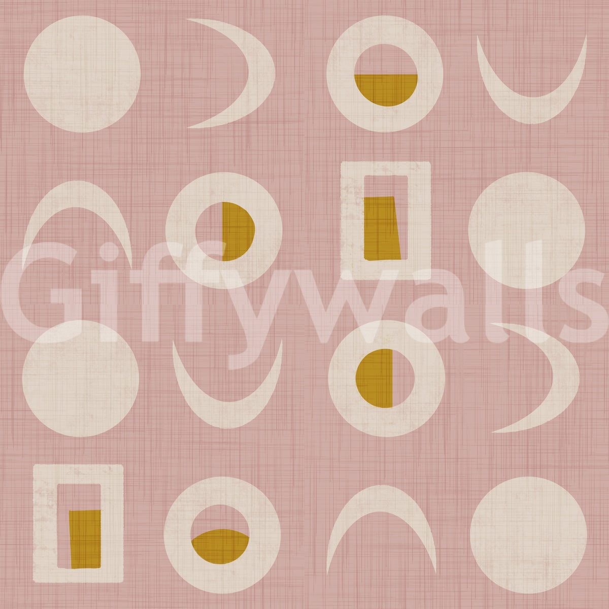 Blush Pink Moon Phase Wallpaper Mid Century Wallpaper