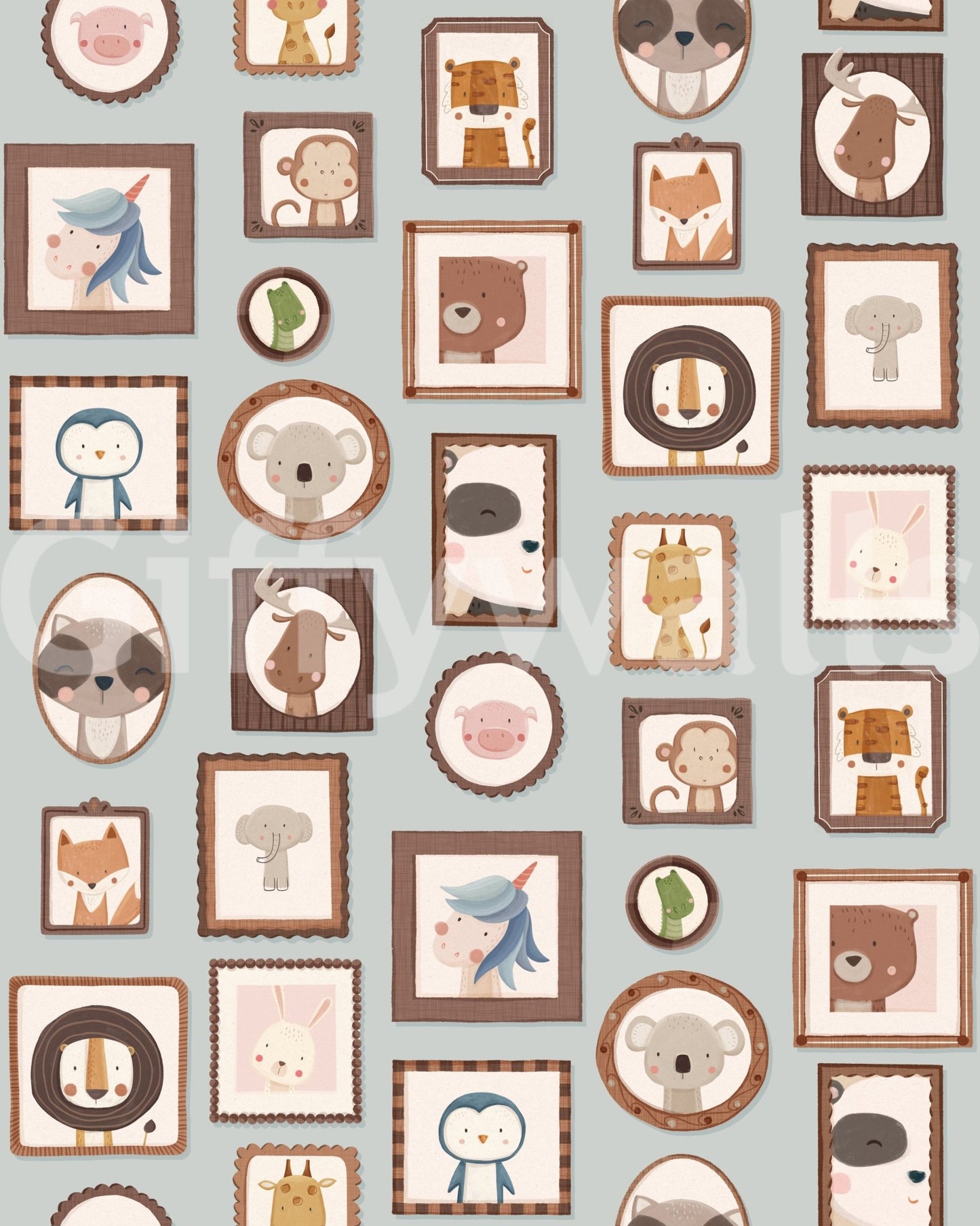 Whimsical Animal Portraits Wallpaper