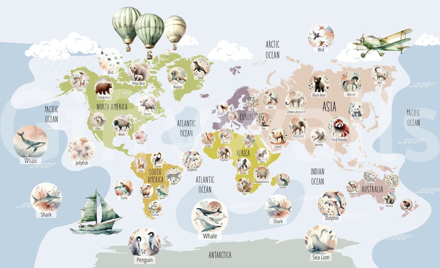 A detail of the educational and playful tones in the design.