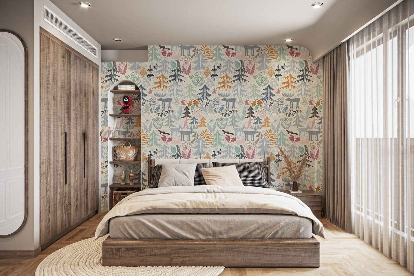 Decorative Whimsical Woodland Creatures Mural