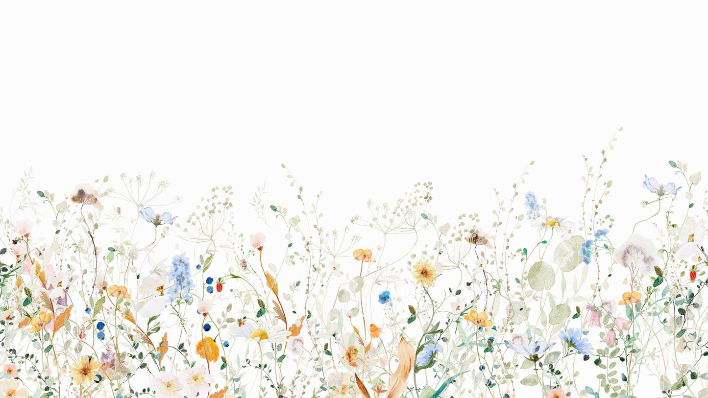 Soothing meadow scene mural perfect for bedroom decor.