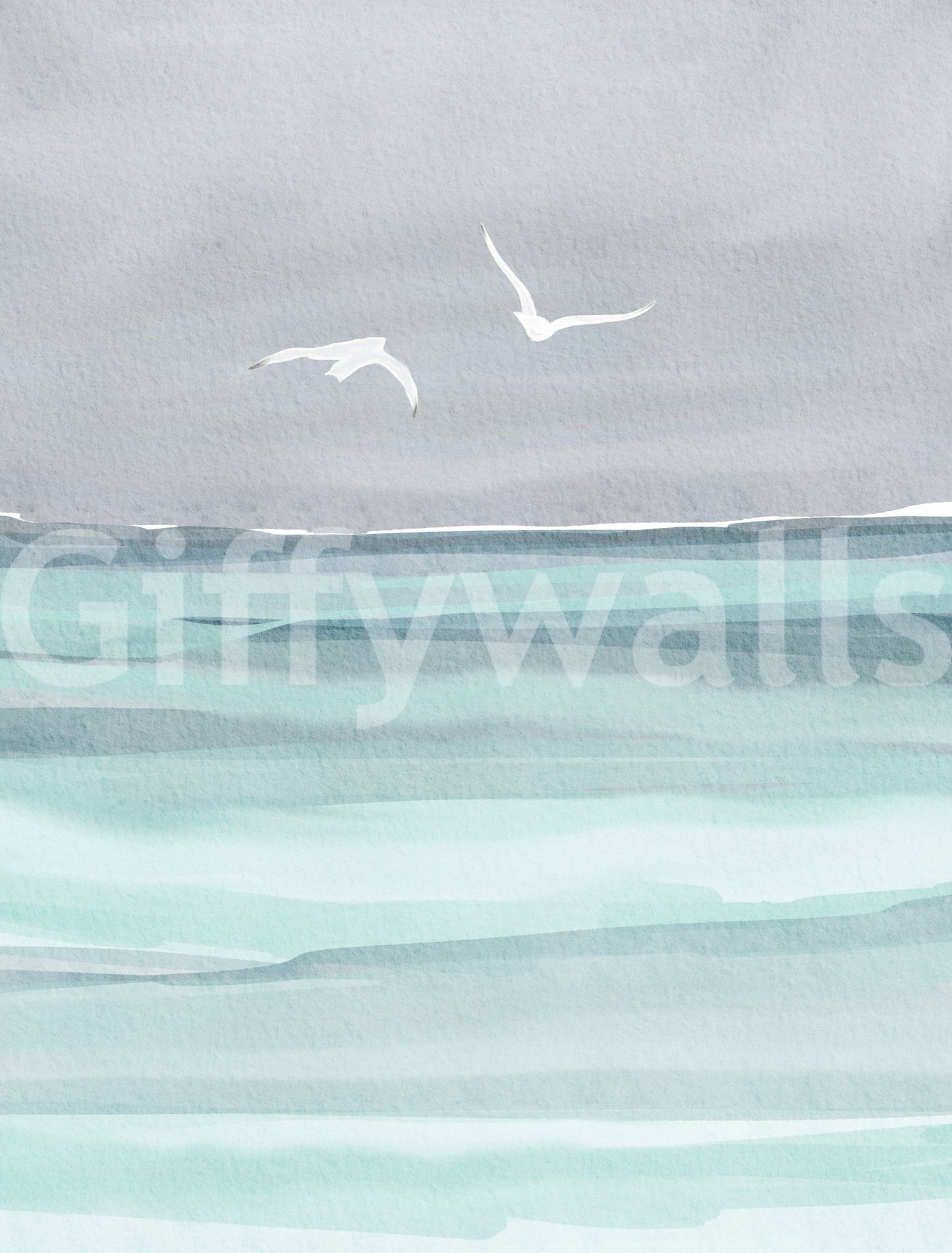 Living room accent with ocean-inspired mural