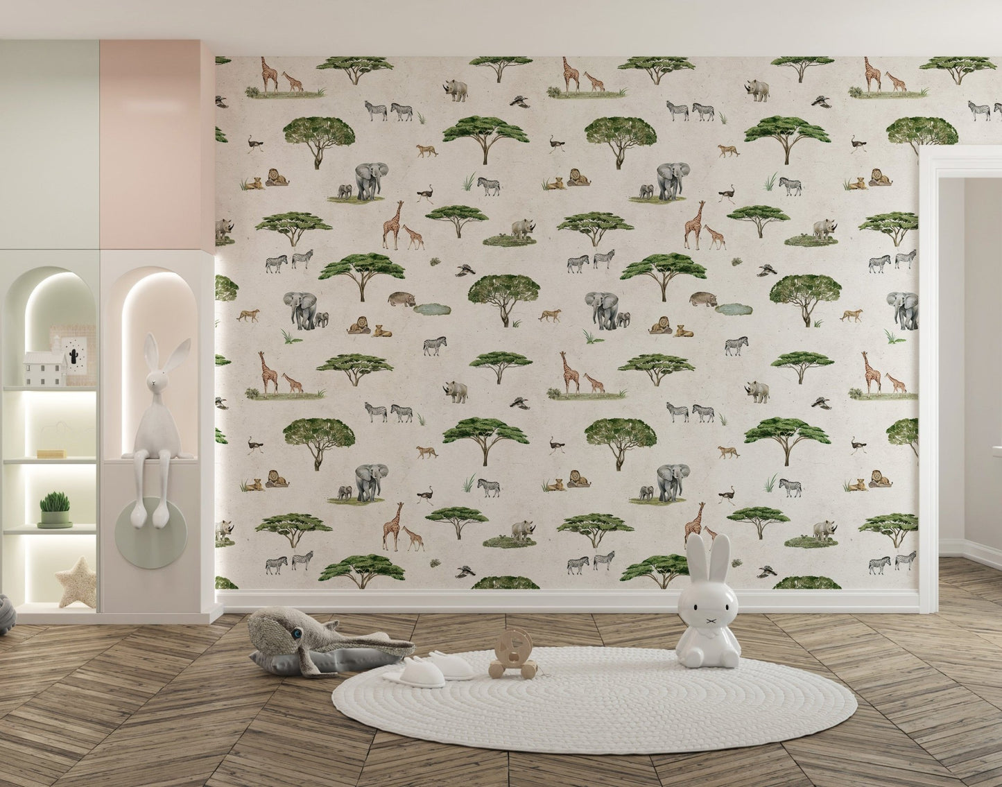 Safari adventure wallpaper for kids' rooms