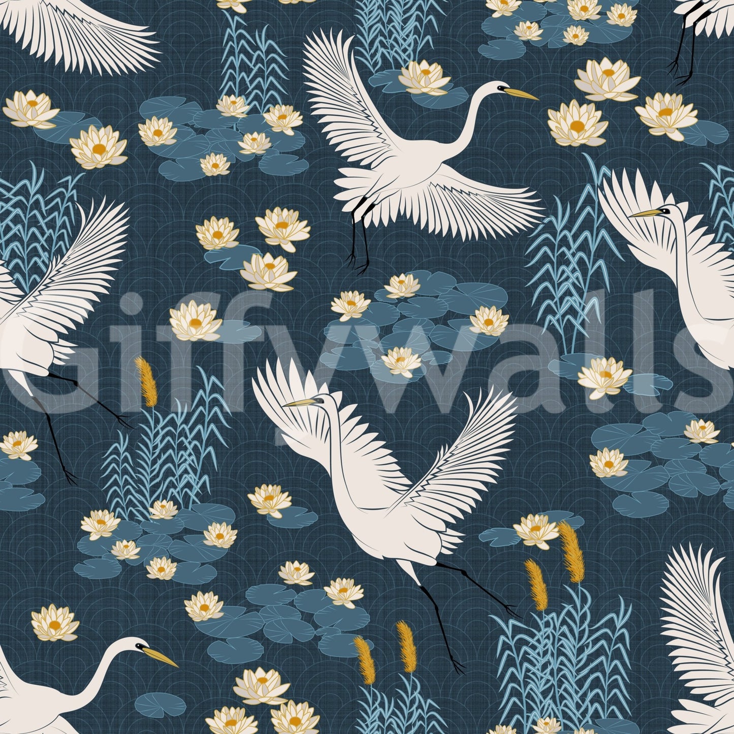 White Herons in the Lagoon - Blue Wallpaper Wallpaper