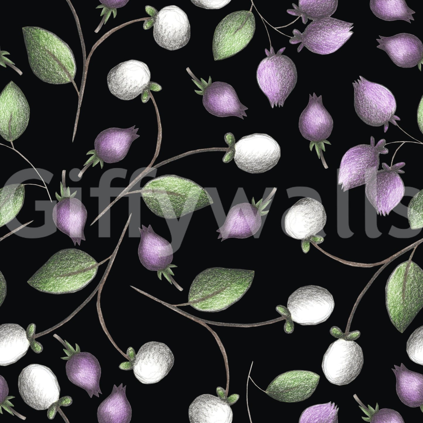 Dark backdrop with soft botanical accents