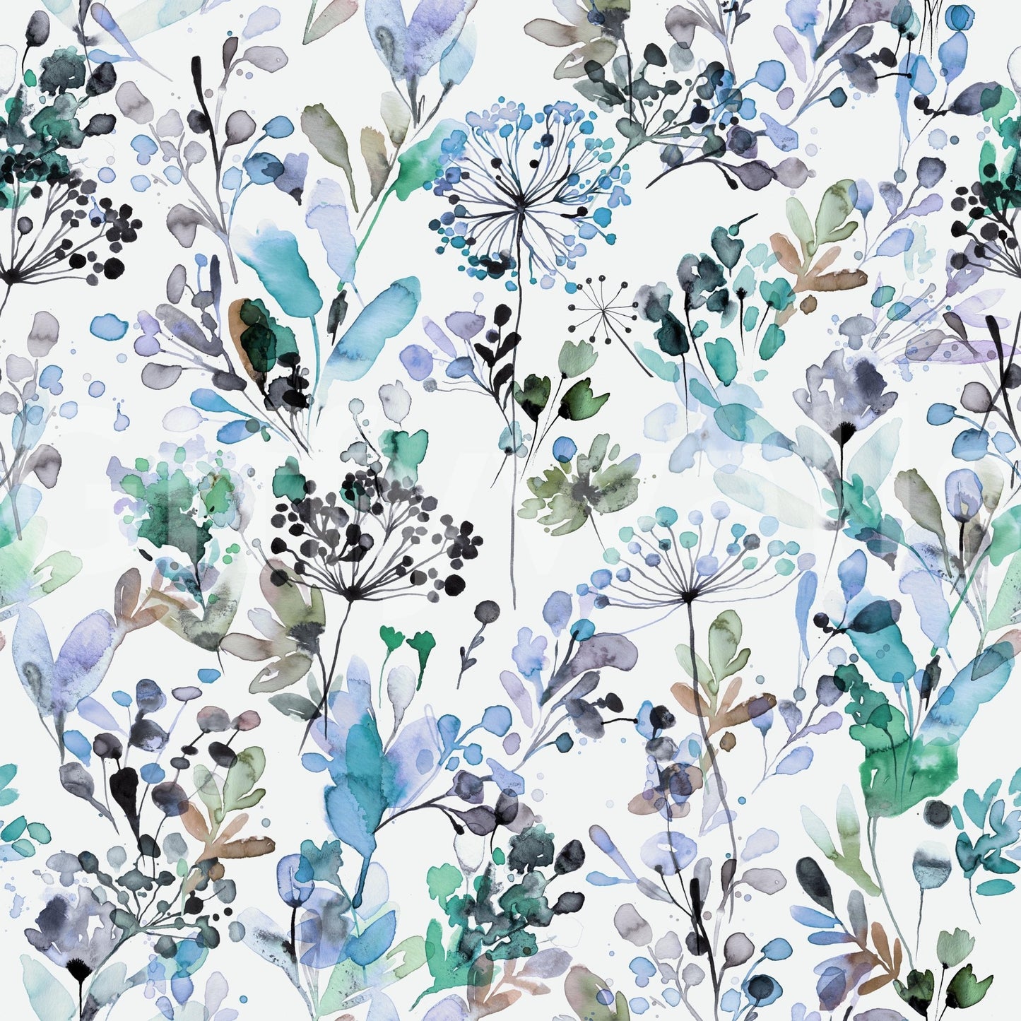 Wild Grasses Blue Wallpaper