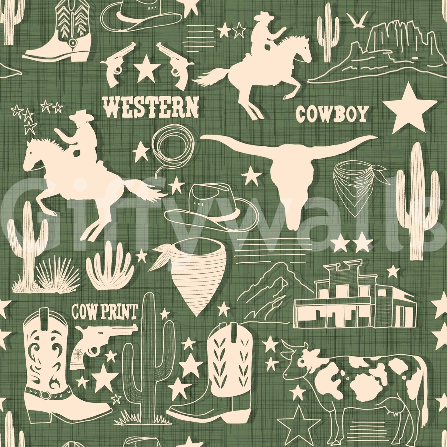Wild West Sketch Wallpaper: rustic wall decor., GD6615