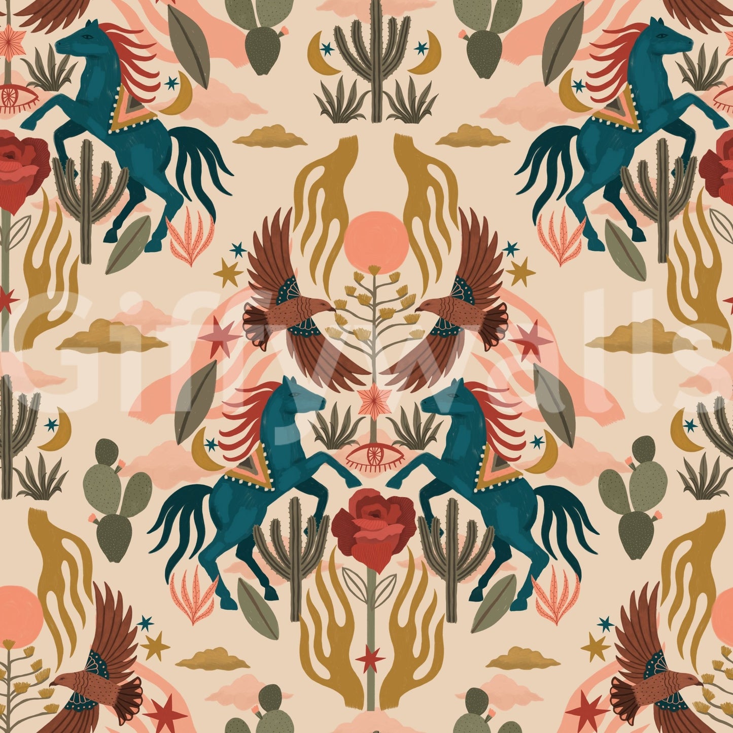 Bold rustic wall mural design