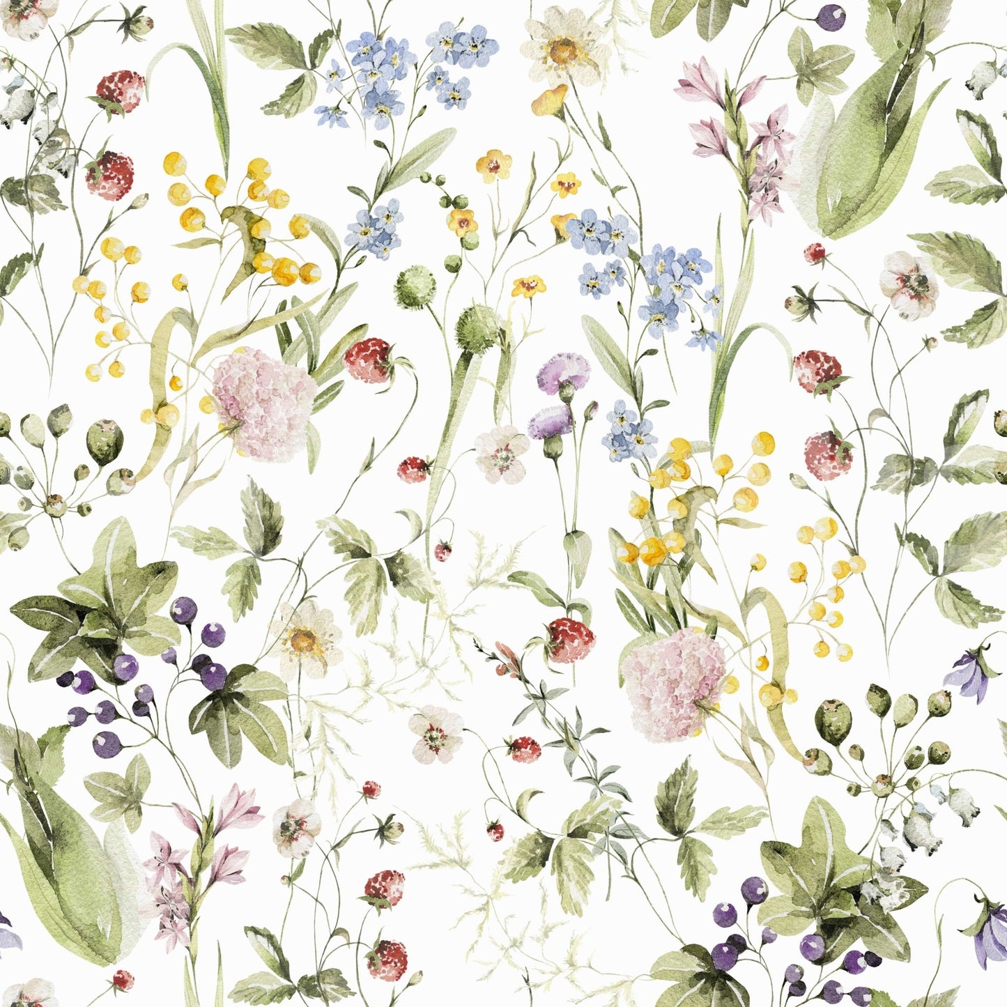 Vintage meadow Wildflower Dreams wallpaper for walls print.