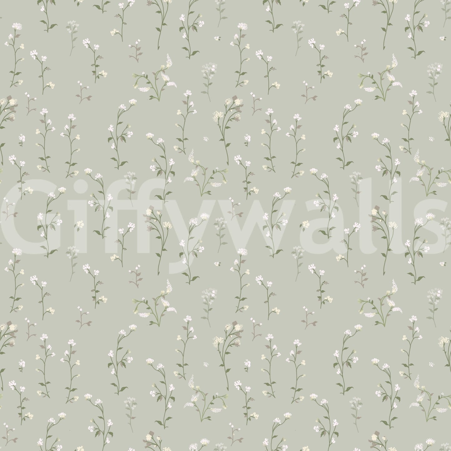 Wildflower Whisper pastel White mini flowers Wallpaper