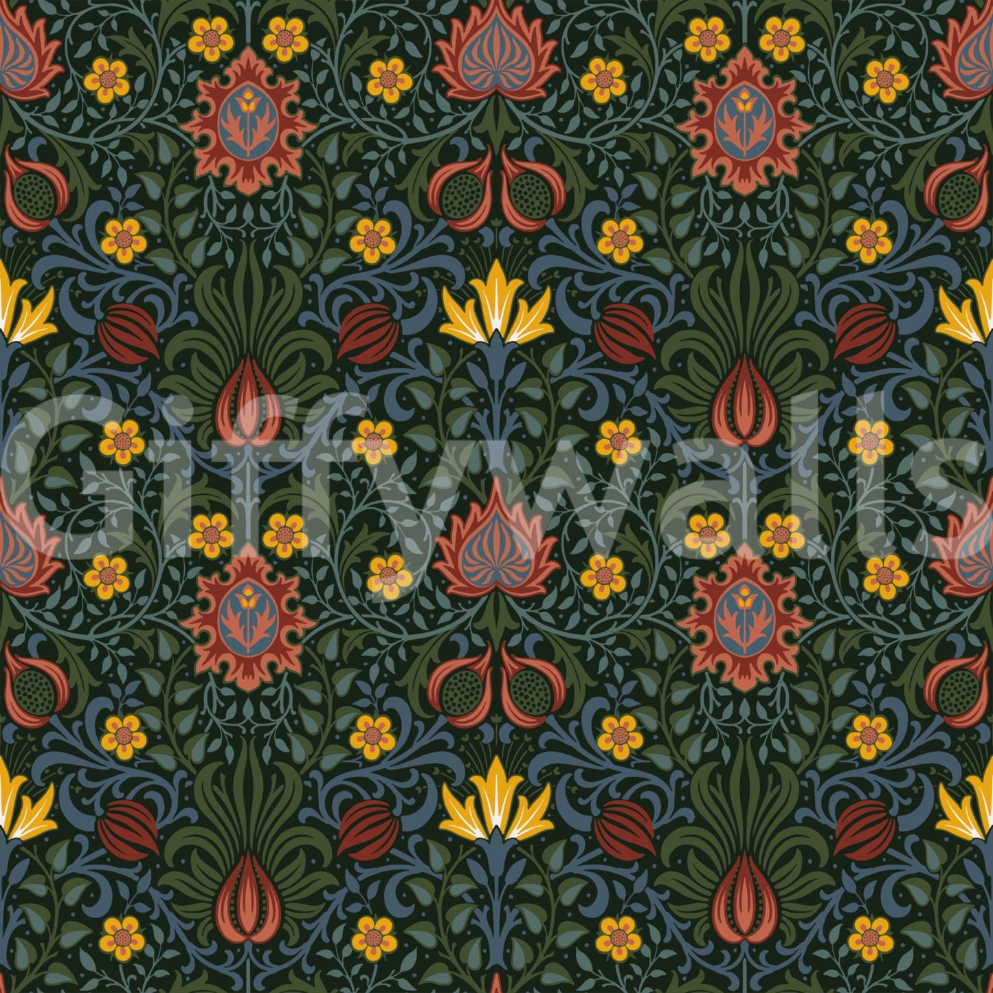 The wallpaper has a smooth, non-reflective matte finish.