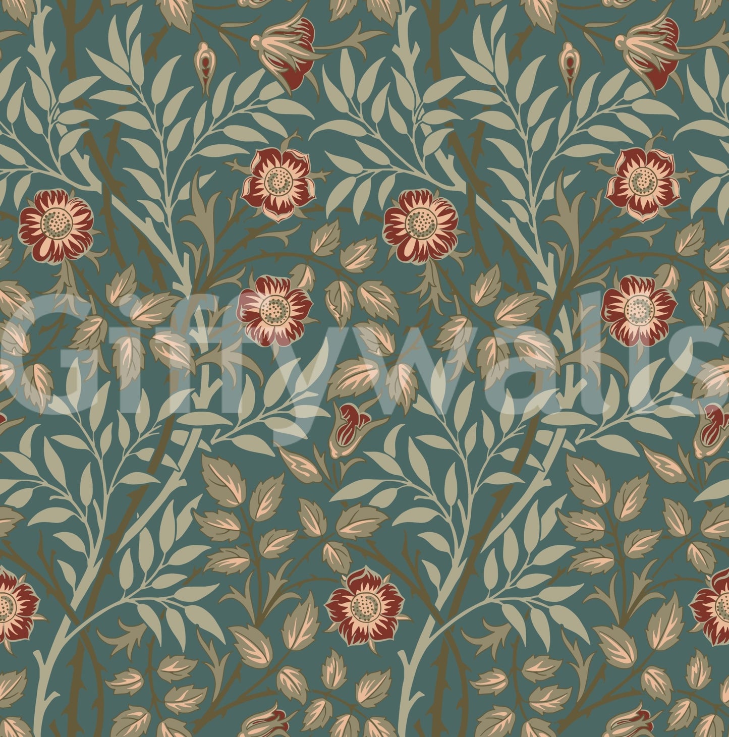 The wallpaper has a smooth, non-reflective matte finish.