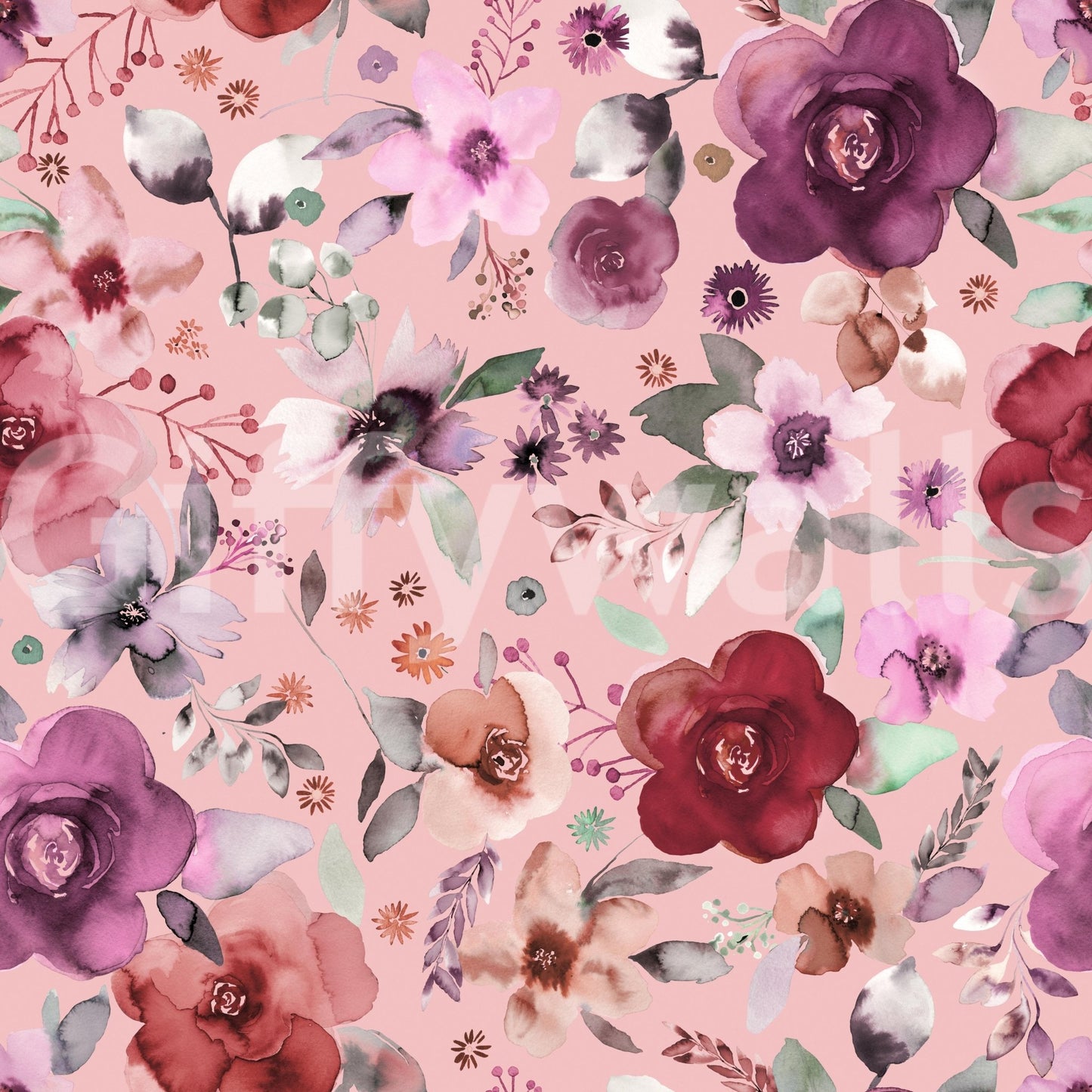 Wintery pink flowers with soft floral details for walls.