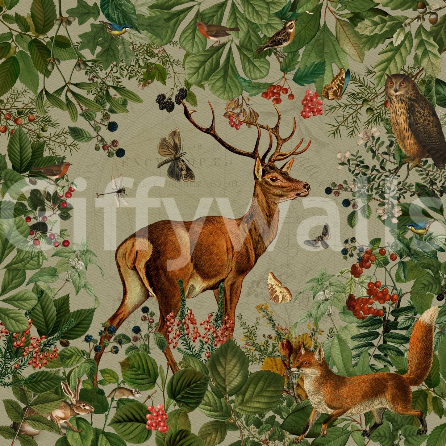 Stylish woodland wall mural for serene bedroom vibes.