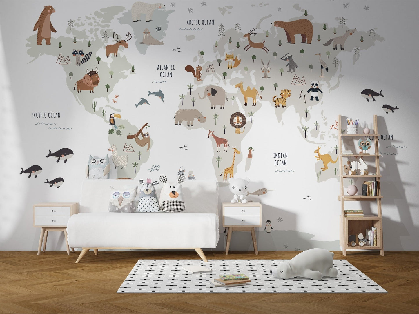 Arctic to jungle animals mural for nurseries, MM05