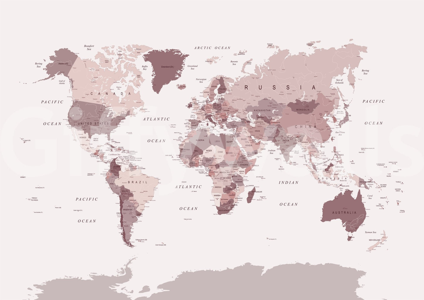 Geography design wall mural in modern tones