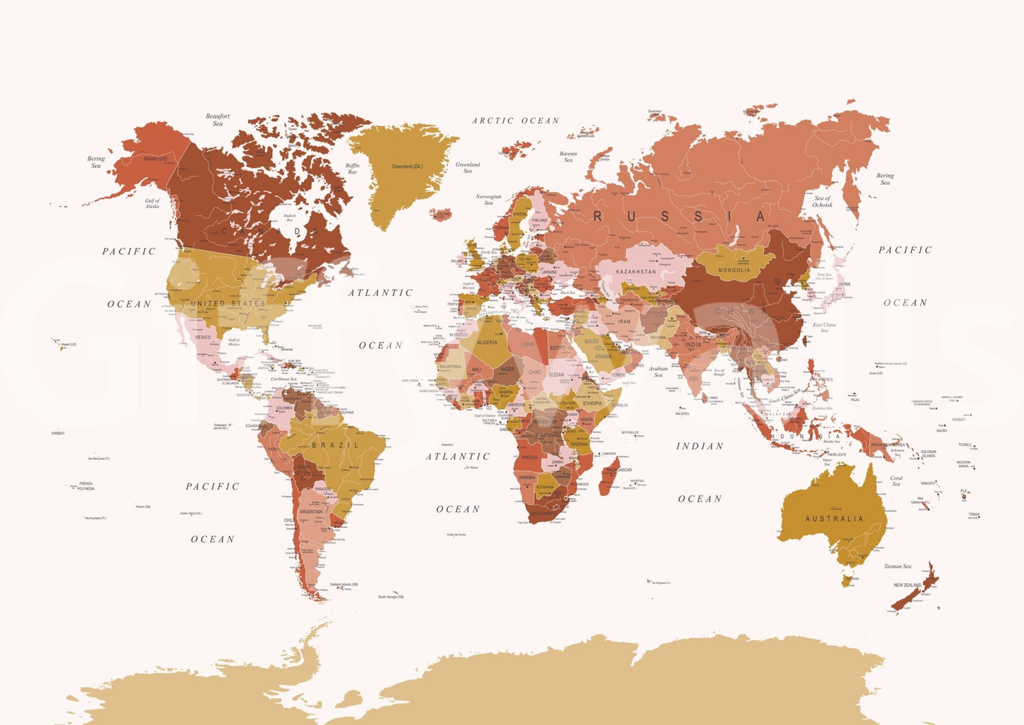 Library with large-scale vintage world map wall mural