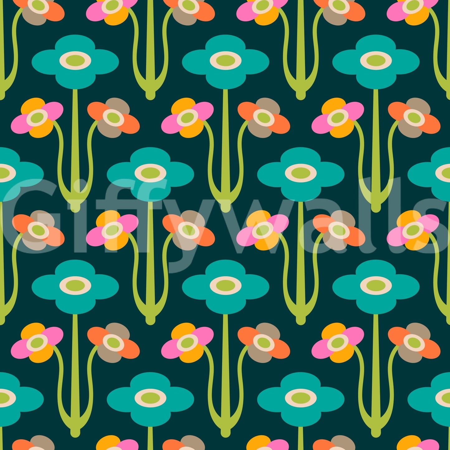 Dynamic and flowing leaf and flower shapes.