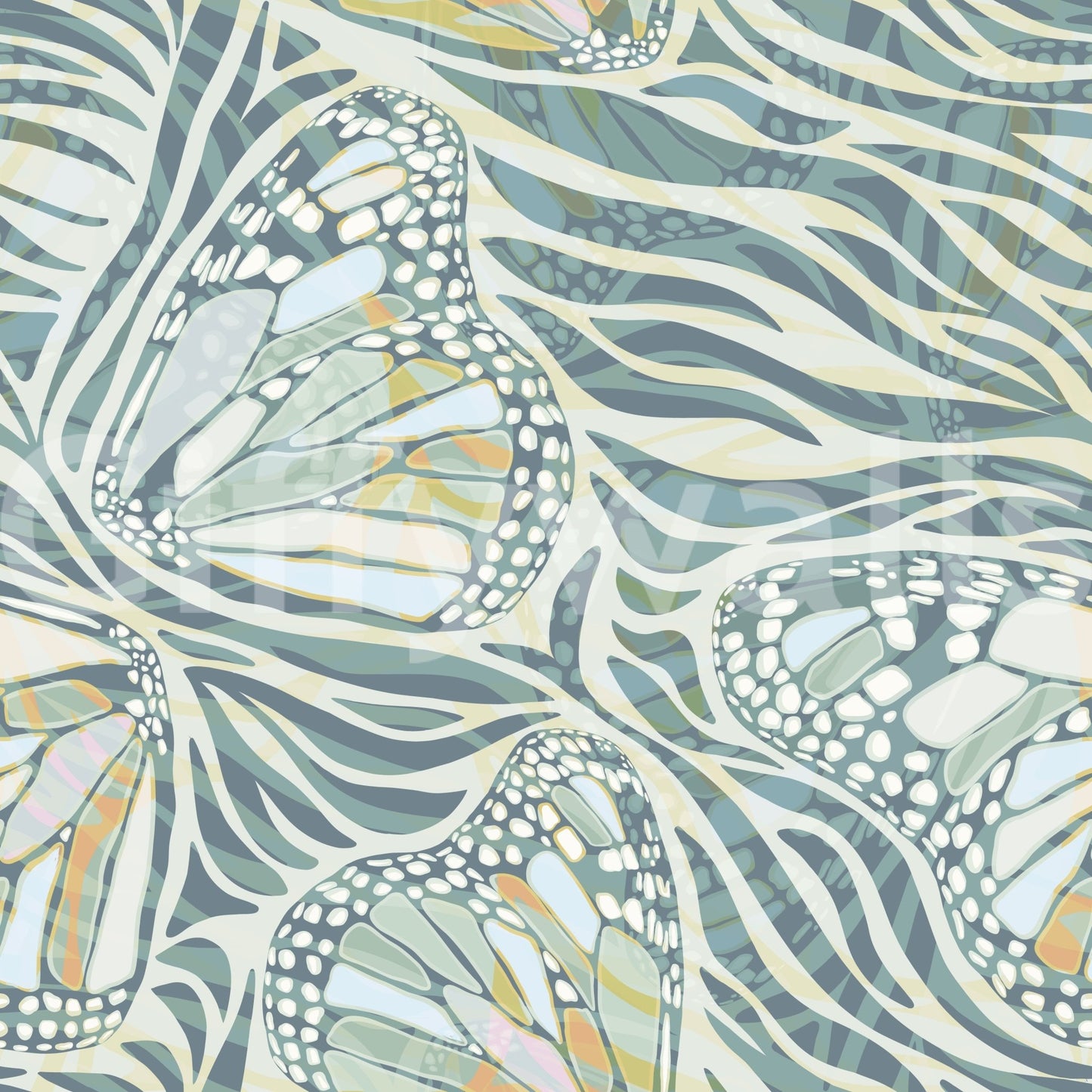 Pale green insect wing pattern with zebra stripes., GD8417