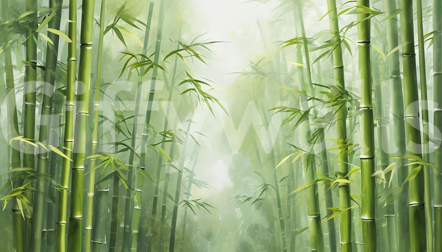 Serene green bamboo wallpaper for a calming nature-focused wall.