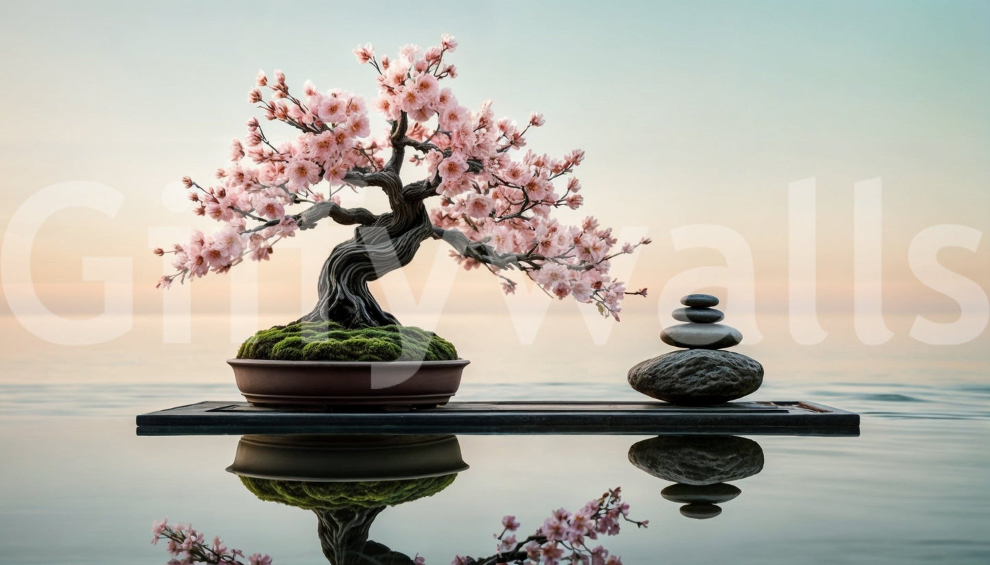 Zen Blossom Balance wall mural with pastel floral art.
