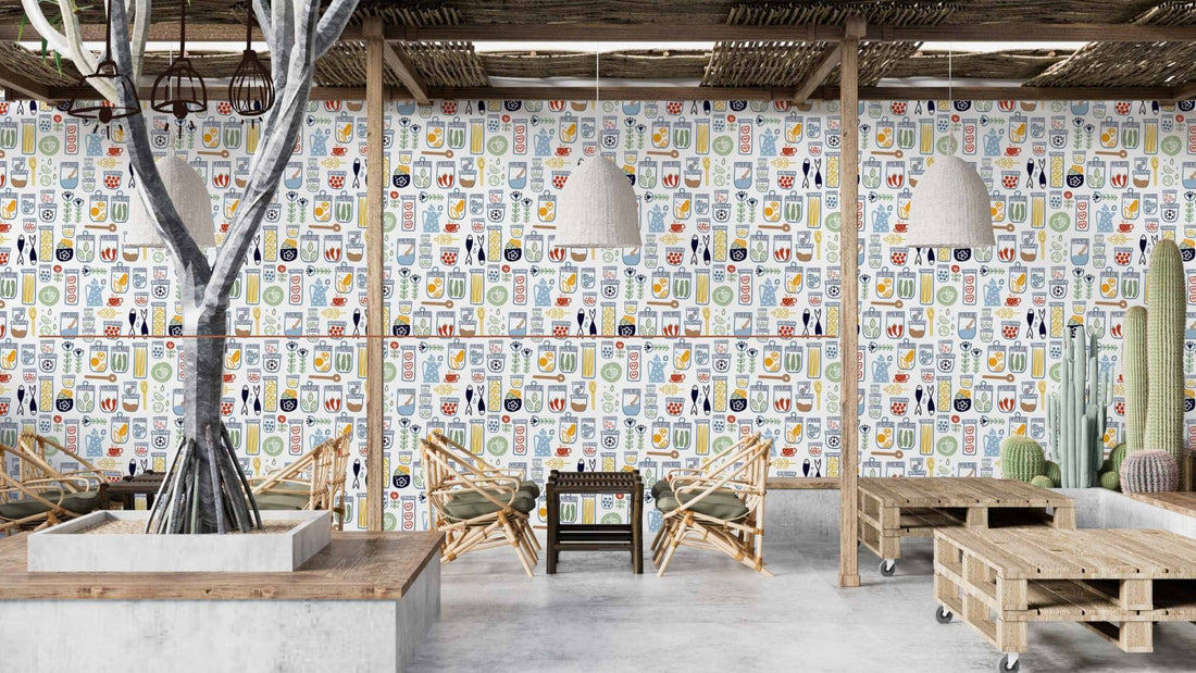 8 Creative Mixed and Matched Wallpapers that are Brewing Bliss for Cafe Interiors - Giffywalls India