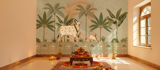 Wallpaper for a Small Pooja Room